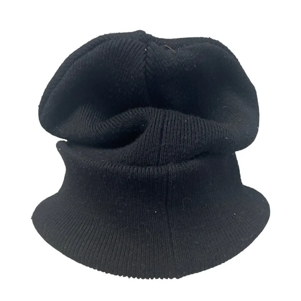 UGG Mens One Size Black Knit Polyester Blend Stocking Folded Brim Hat Cap